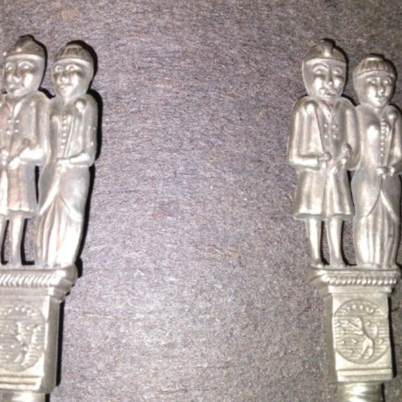 Antique~German Embossed~Pewter Rein Zinn Wedding Spoons Set of 6 - Picture 2 of 4